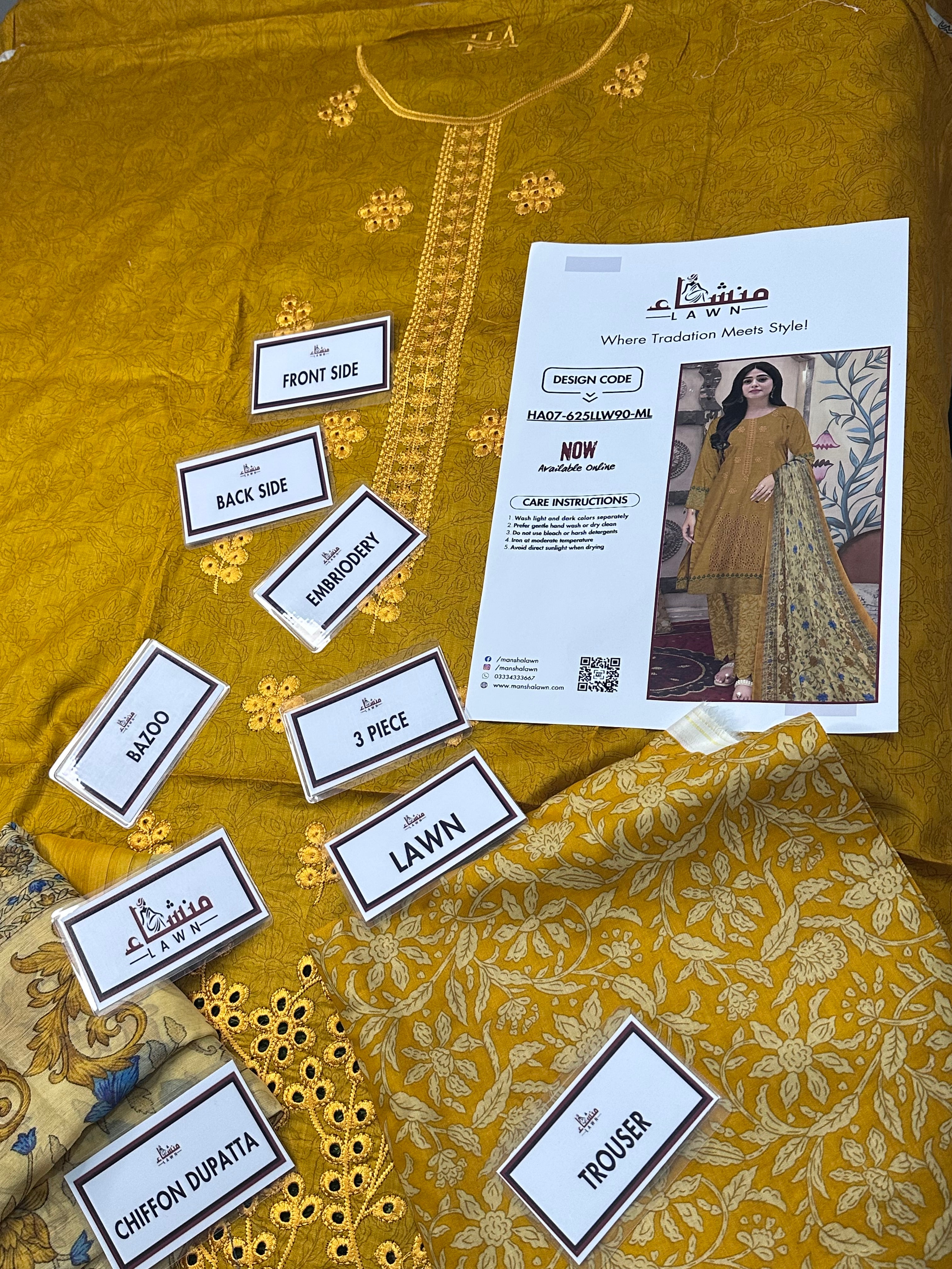 Premium 3PCS digital printed lawn unstitched suit HAO7-625LLW90-ML from ManshaLawn | lawn in Pakistan, lawn suits in Peshawar’s best fabric online store.