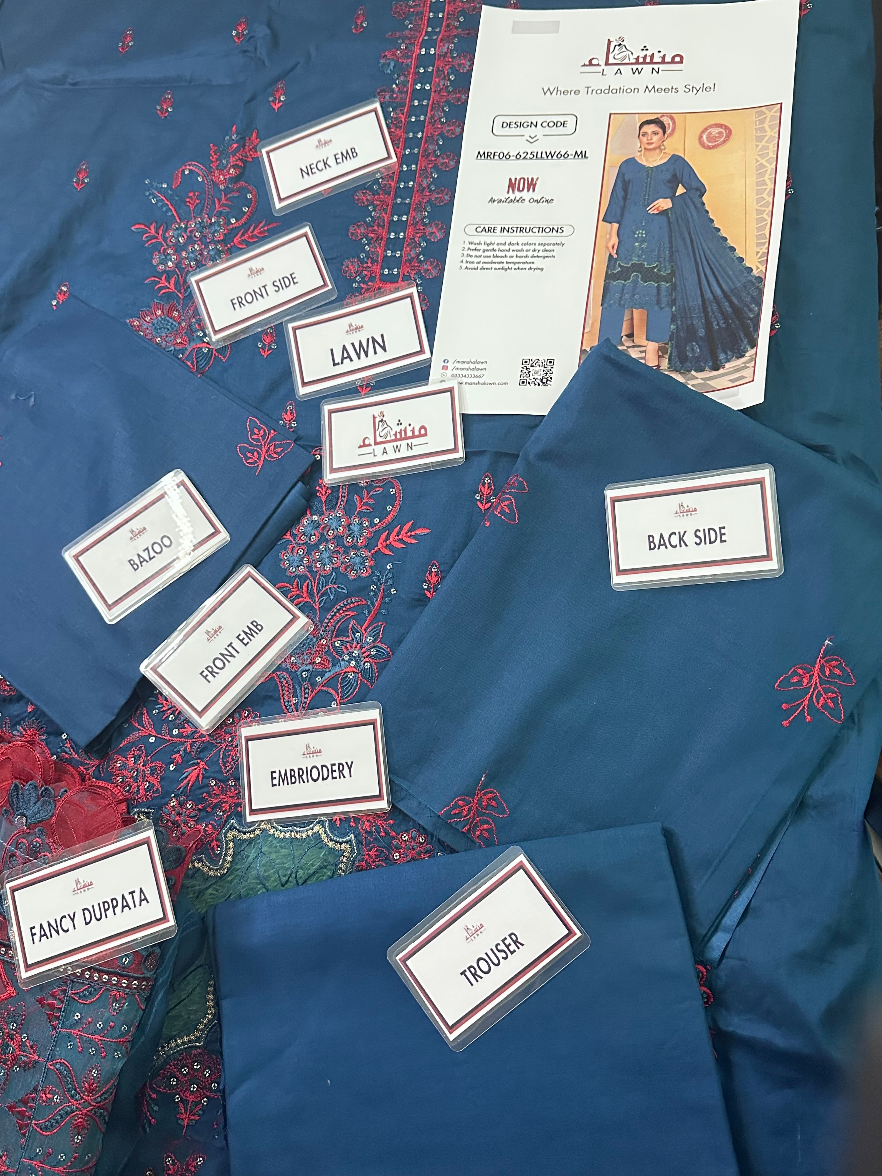 3PCS digital printed lawn unstitched suit from ManshaLawn | premium lawn in Pakistan, lawn suits available in Peshawar’s best fabric online store