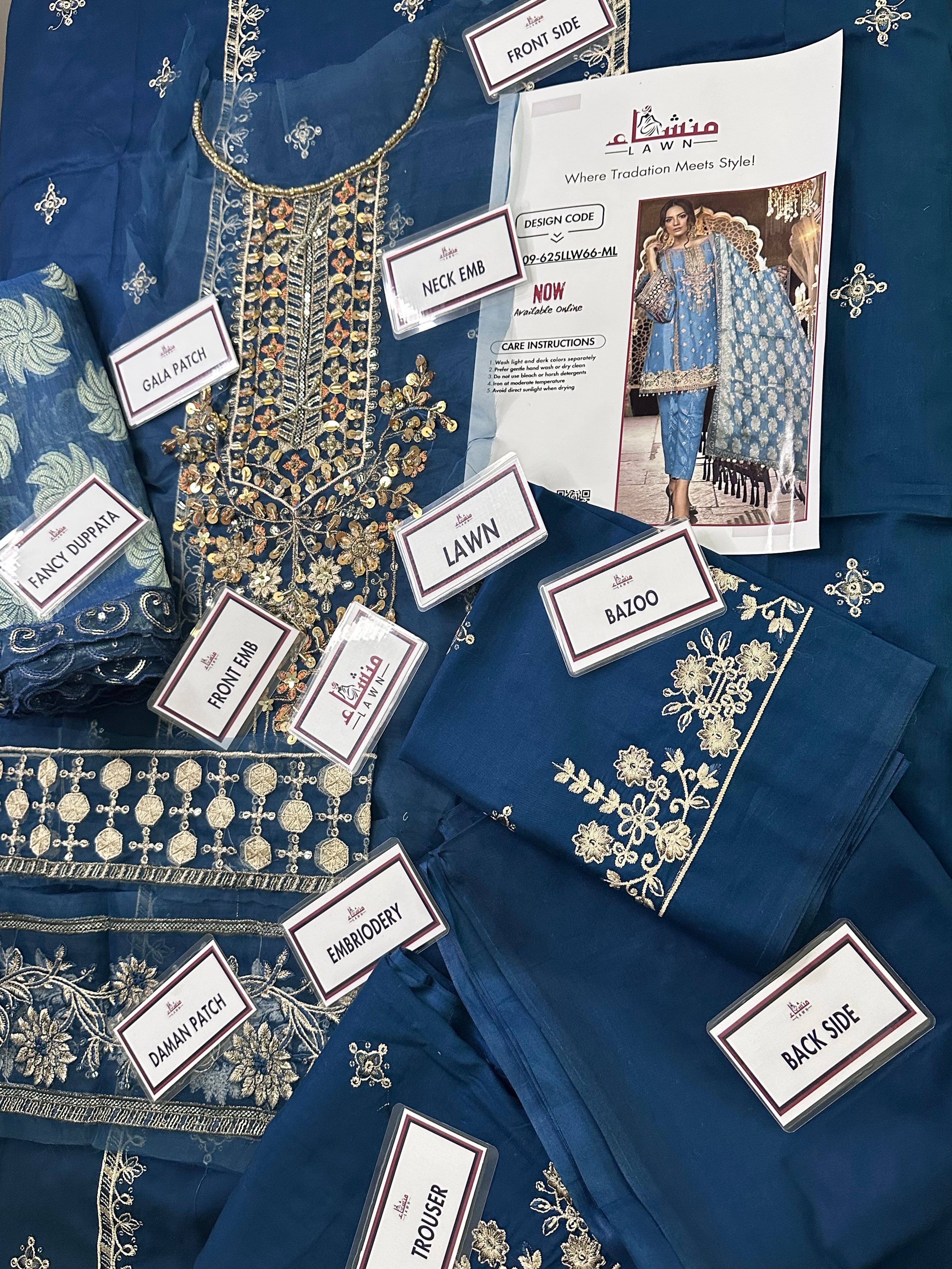 3PCS Digital Printed Lawn Unstitched Suit MRF09-625LLW66-ML - Fancy Collection