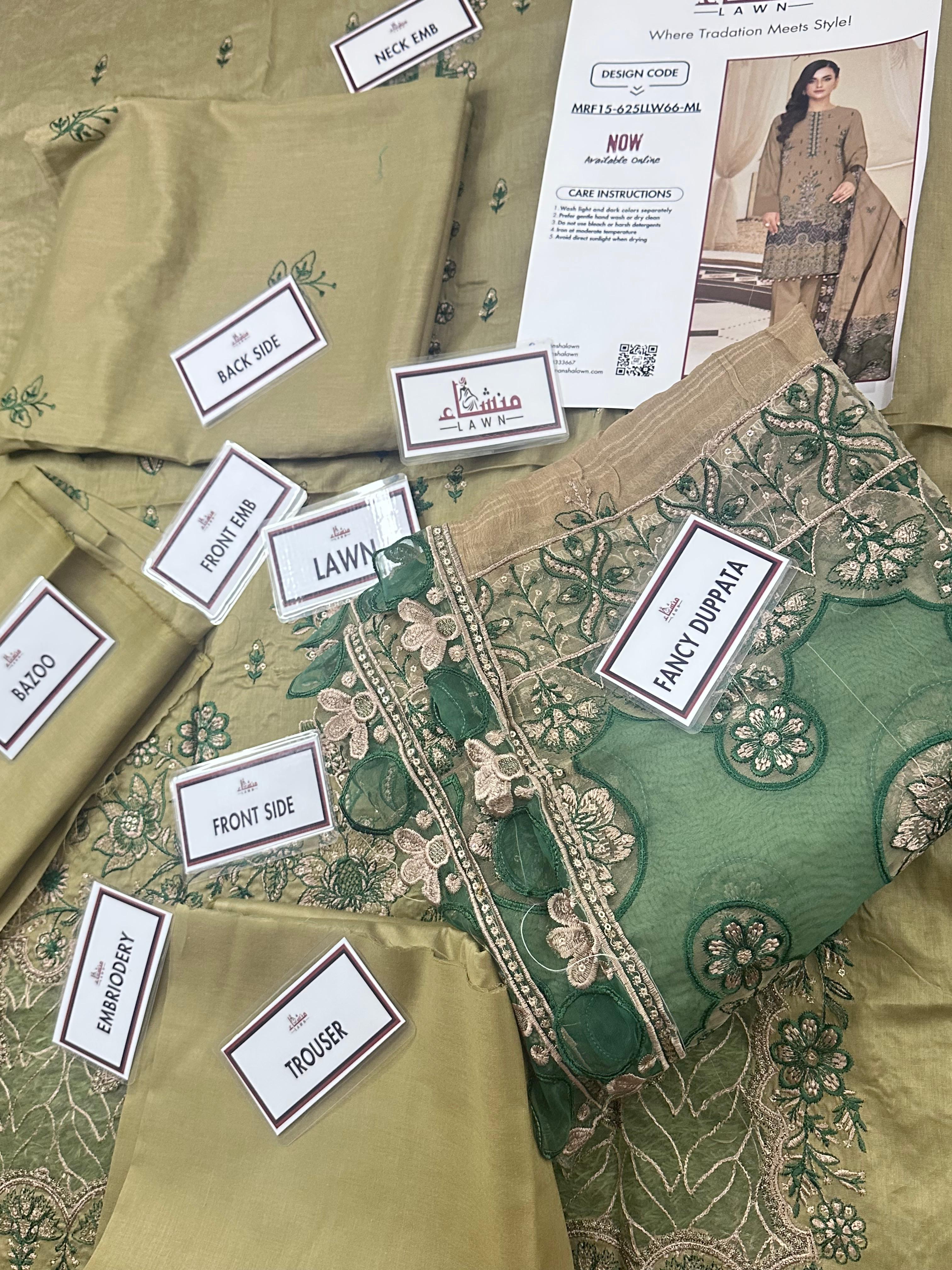 3PCS Digital Printed Lawn Unstitched Suit MRF15-625LLW66-ML - Fancy Collection