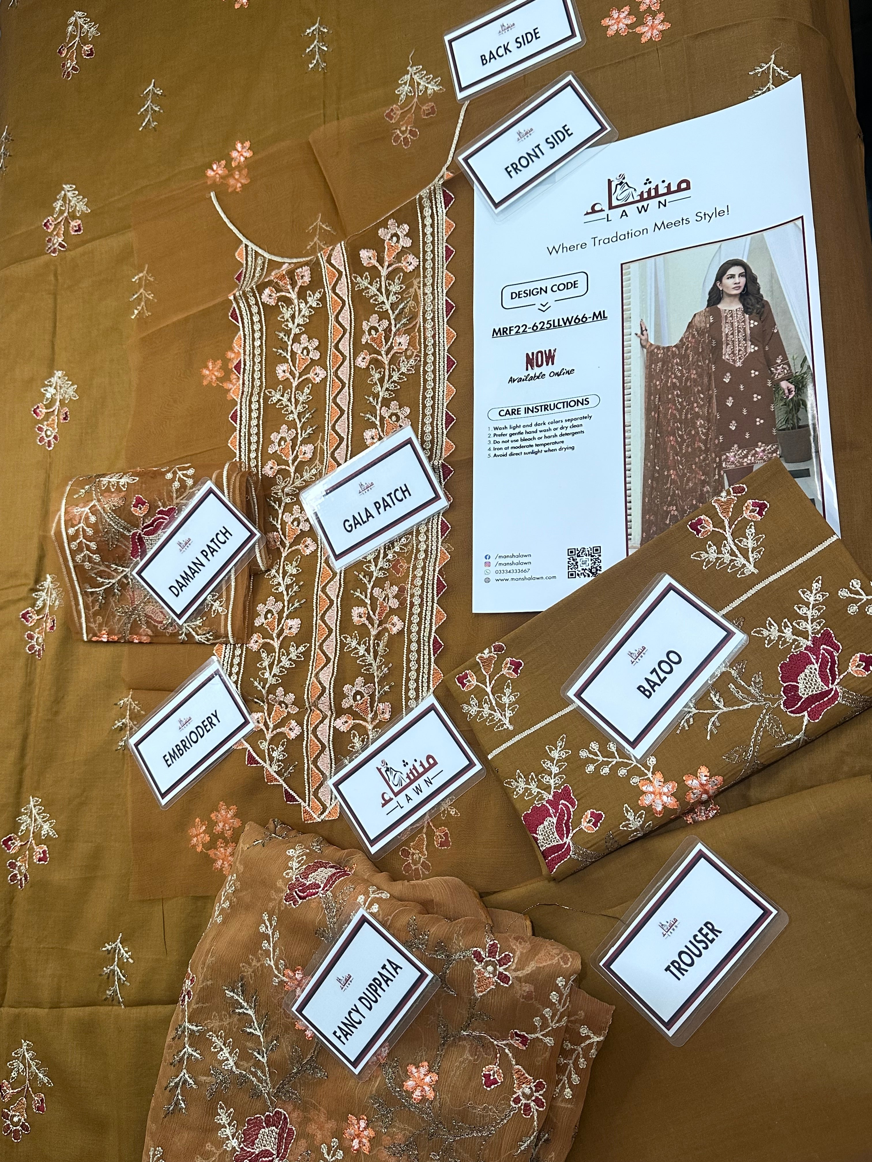3PCS Digital Printed Lawn Unstitched Suit MRF22-625LLW66-ML - Fancy Collection