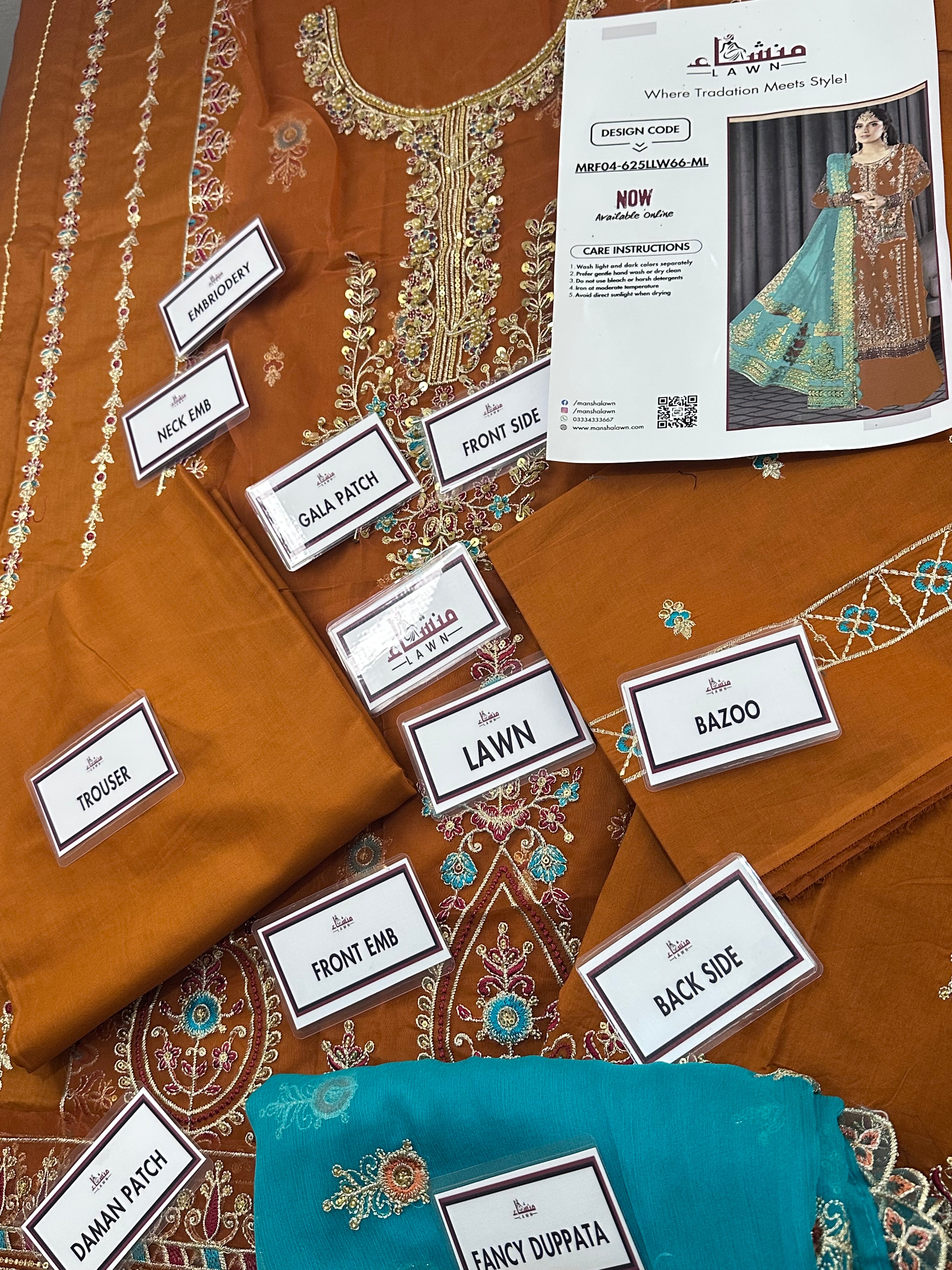 Elegant 3PCS digital printed lawn unstitched suit from ManshaLawn | premium lawn in Pakistan, lawn suits available in Peshawar’s best fabric online store