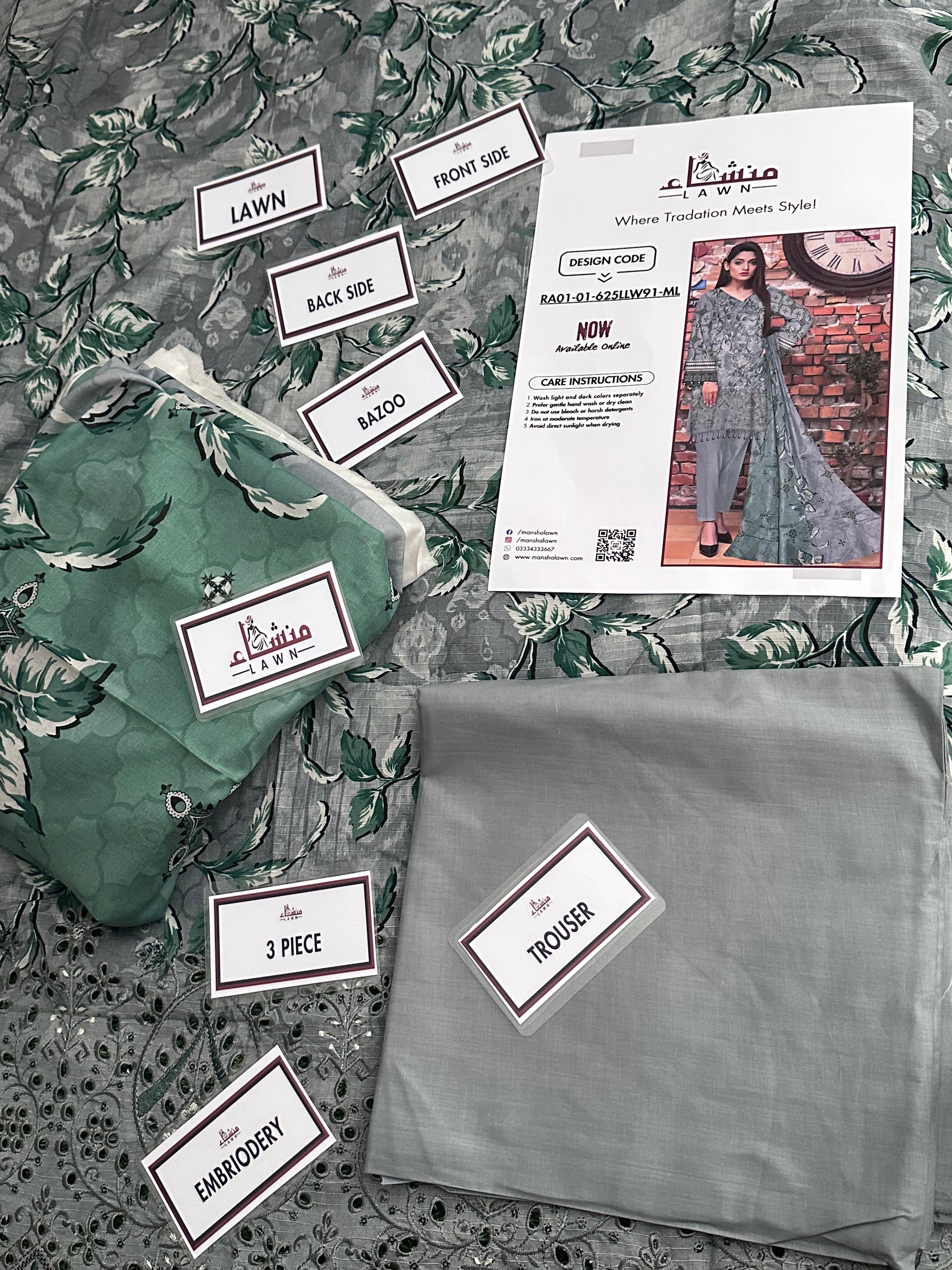 Elegant 3PCS digital printed lawn unstitched suit from ManshaLawn | premium lawn in Pakistan, lawn suits available in Peshawar’s best fabric online store