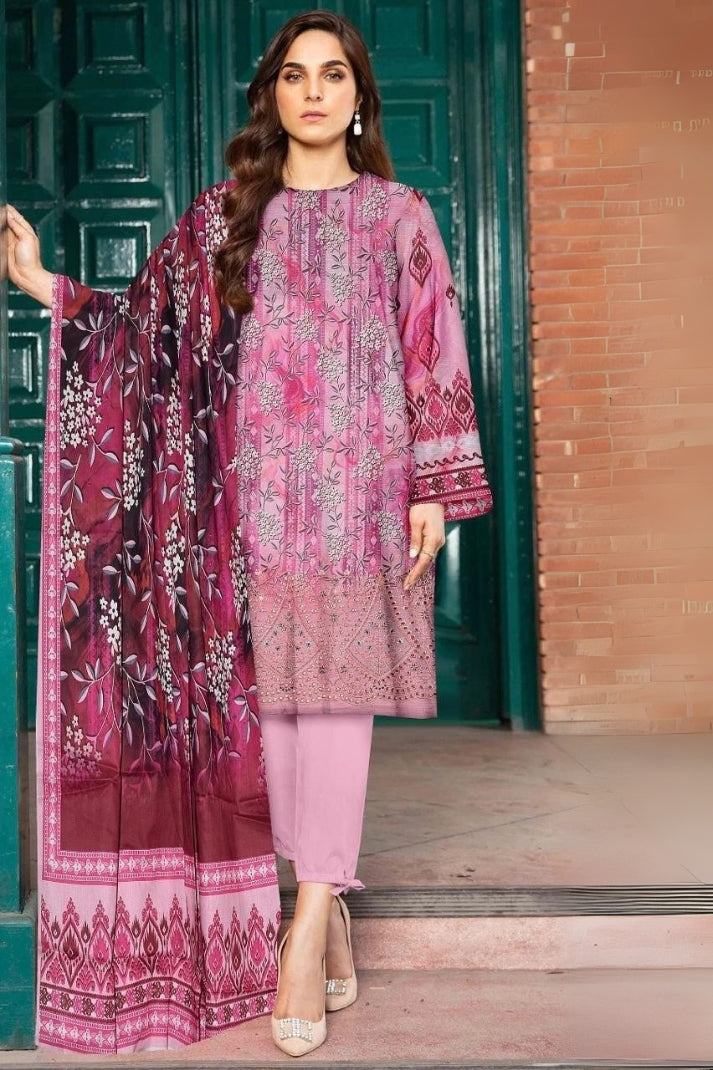 3PCS Digital Printed Lawn Unstitched Suit RA02-01-625LLW91-ML - Fancy Collection