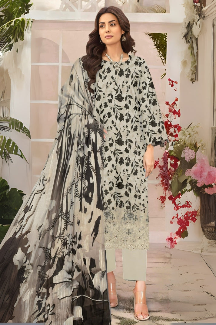 3PCS Digital Printed Lawn Unstitched Suit RA03-625LLW91-ML - Fancy Collection