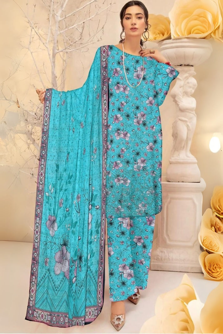 3PCS Digital Printed Lawn Unstitched Suit RA03-02-625LLW89-ML - Fancy Collection