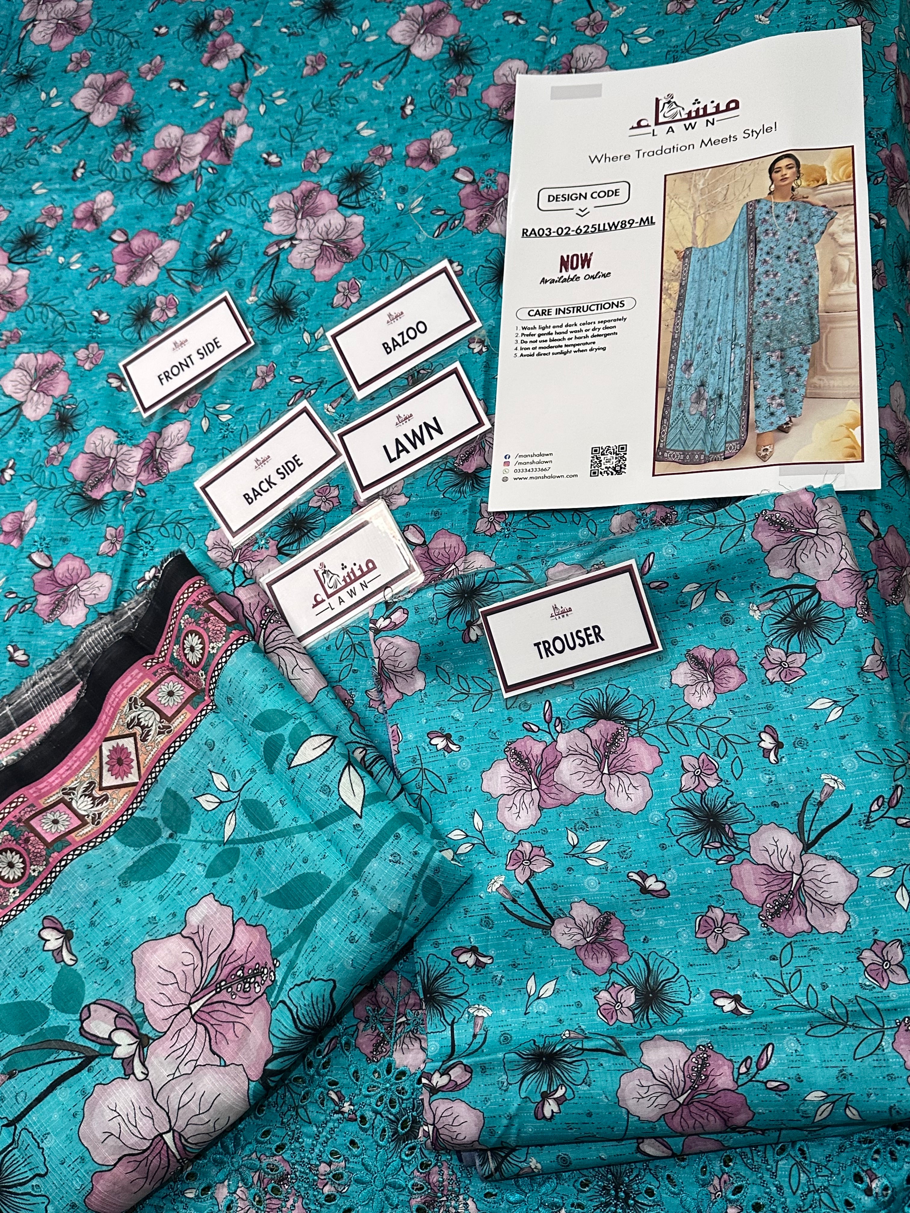 3PCS Digital Printed Lawn Unstitched Suit RA03-02-625LLW89-ML - Fancy Collection