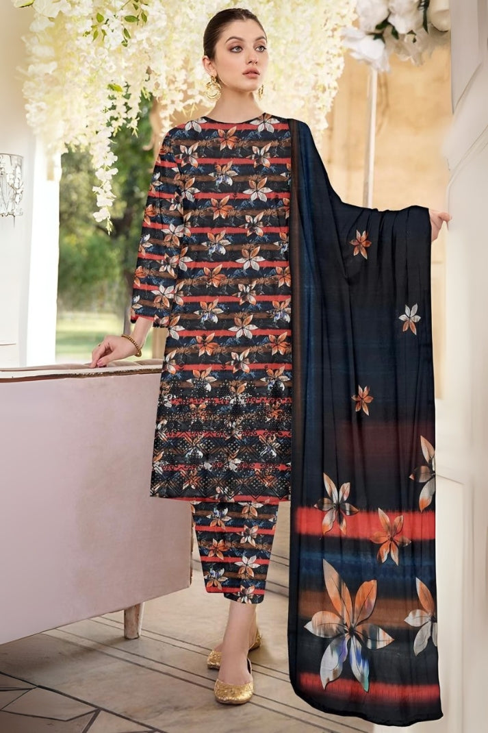 3PCS digital printed lawn unstitched suit from ManshaLawn | premium lawn in Pakistan, lawn suits available in Peshawar’s best fabric online store