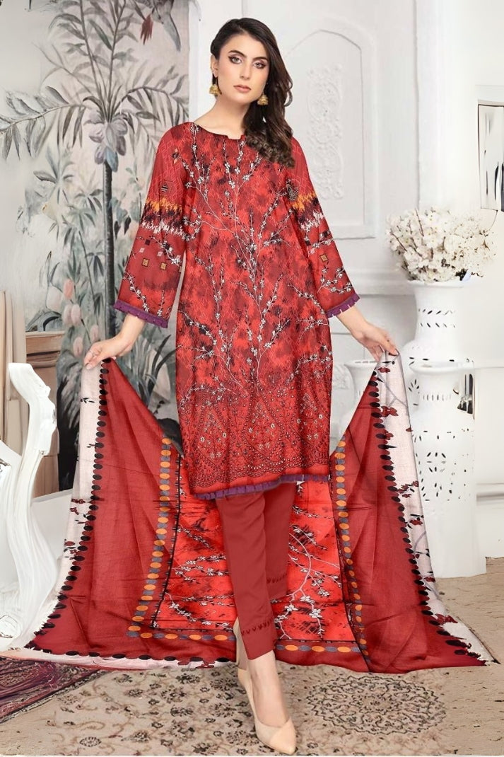 Stylish 3PCS digital printed lawn unstitched suit from ManshaLawn | premium lawn in Pakistan, lawn suits available in Peshawar’s best fabric online store