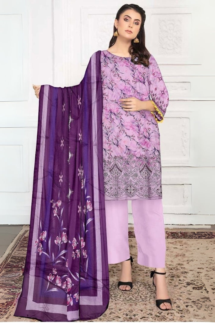 3PCS embroidered lawn unstitched suit from ManshaLawn | premium lawn in Pakistan, lawn suits available in Peshawar’s best fabric online store