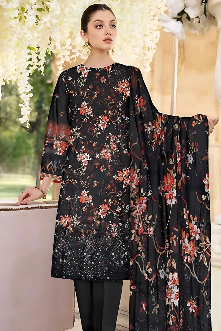 Elegant 3PCS digital printed lawn unstitched suit RA08-01-625LLW91-ML from ManshaLawn | premium lawn in Pakistan, lawn suits in Peshawar’s best fabric online store