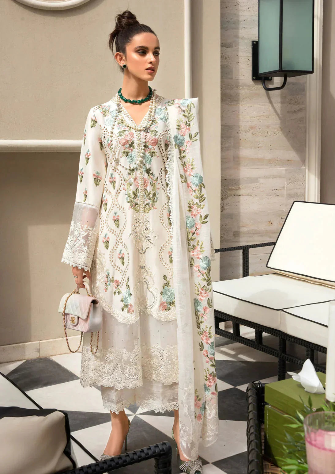 Premium 3PCS embroidered lawn unstitched suit from ManshaLawn | lawn in Pakistan, lawn suits in Peshawar’s best fabric online store