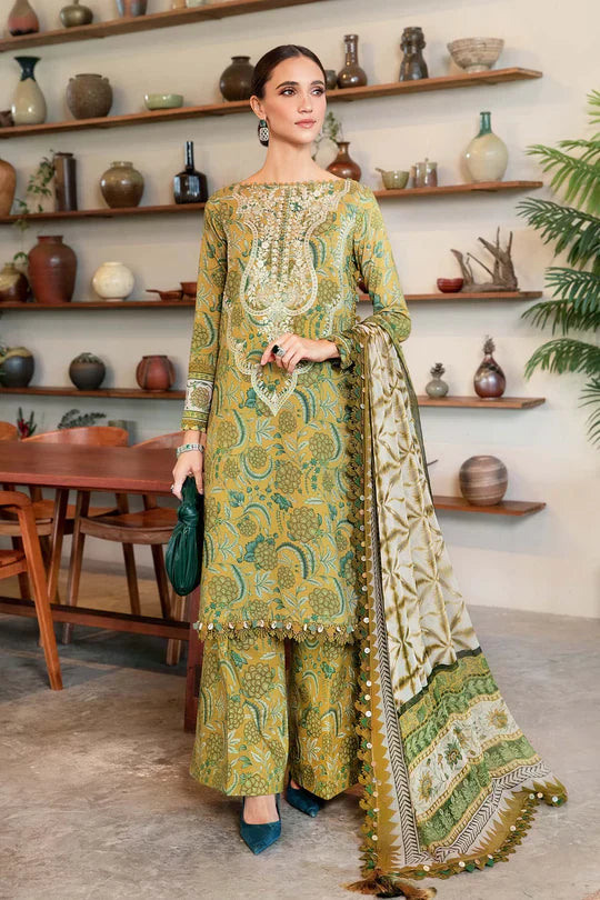 Stylish 3PCS embroidered lawn unstitched suit from ManshaLawn | premium lawn in Pakistan, lawn suits available in Peshawar’s best fabric online store
