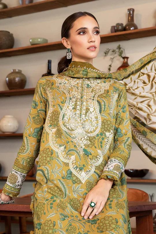 Stylish 3PCS embroidered lawn unstitched suit from ManshaLawn | premium lawn in Pakistan, lawn suits available in Peshawar’s best fabric online store