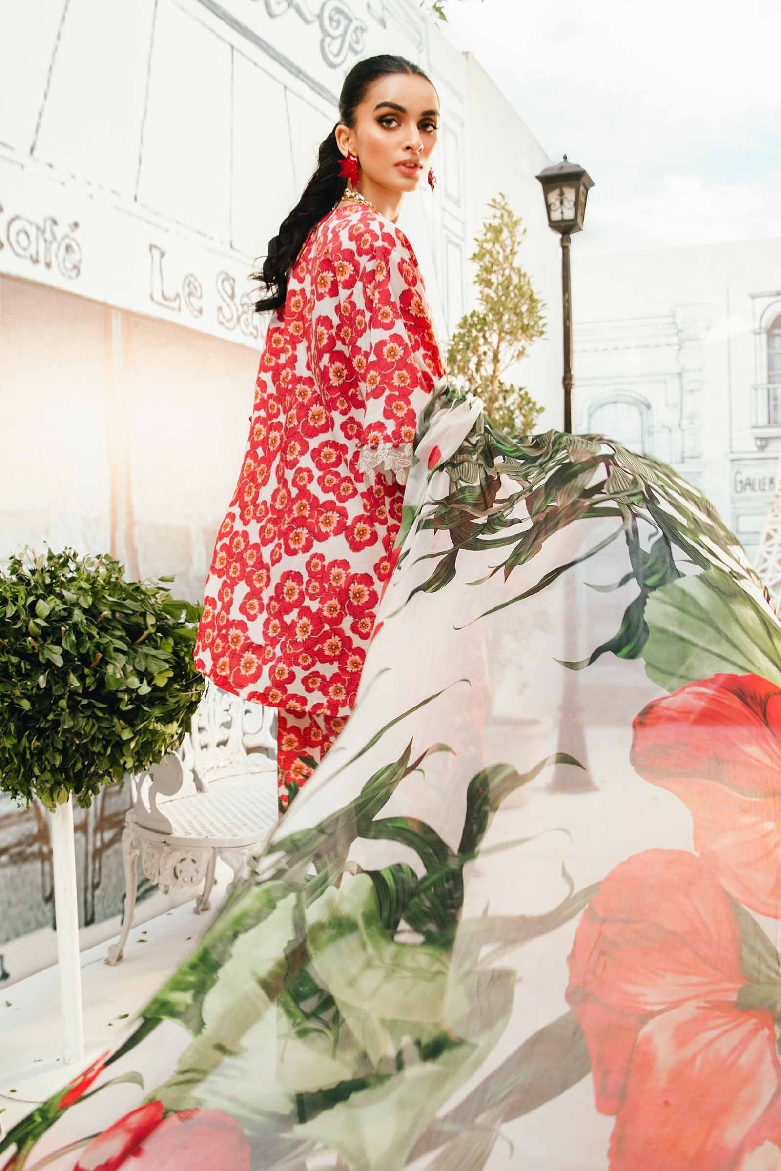 Elegant 3PCS embroidered lawn unstitched suit from ManshaLawn | premium lawn in Pakistan, lawn suits available in Peshawar’s best fabric online store