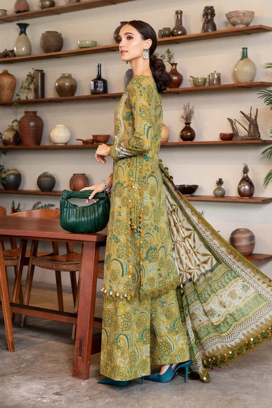 Stylish 3PCS embroidered lawn unstitched suit from ManshaLawn | premium lawn in Pakistan, lawn suits available in Peshawar’s best fabric online store