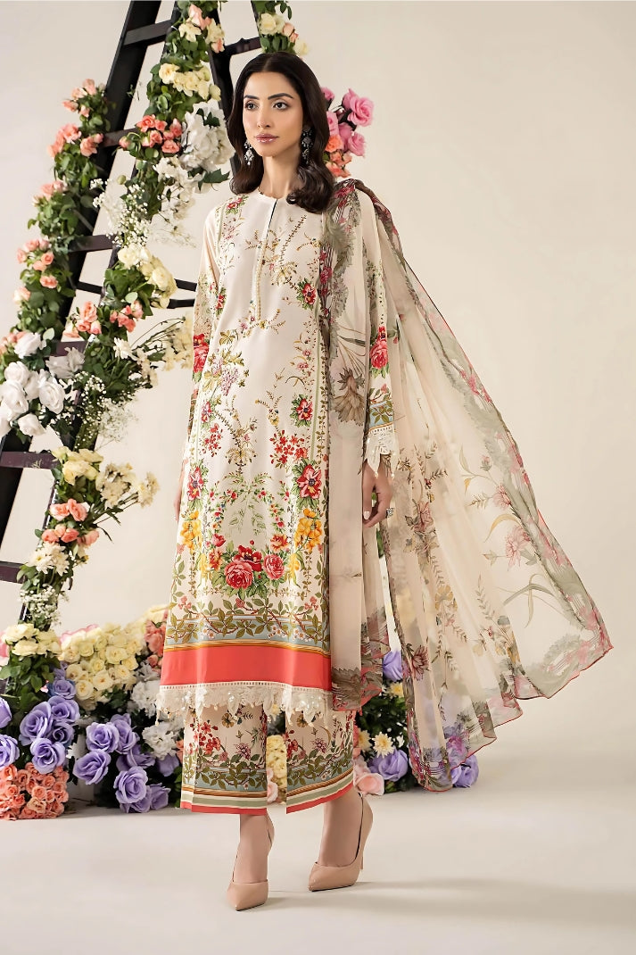 3PCS embroidered lawn unstitched suit from ManshaLawn | premium lawn in Pakistan, lawn suits available in Peshawar’s best fabric online store