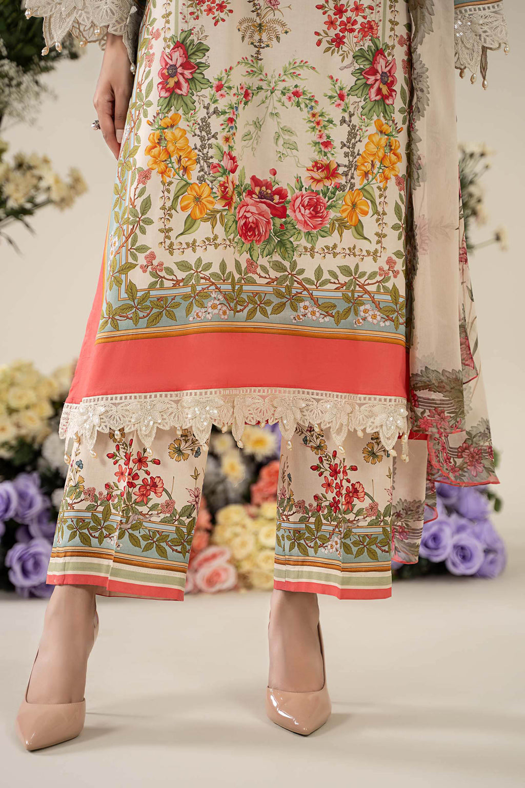 3PCS embroidered lawn unstitched suit from ManshaLawn | premium lawn in Pakistan, lawn suits available in Peshawar’s best fabric online store