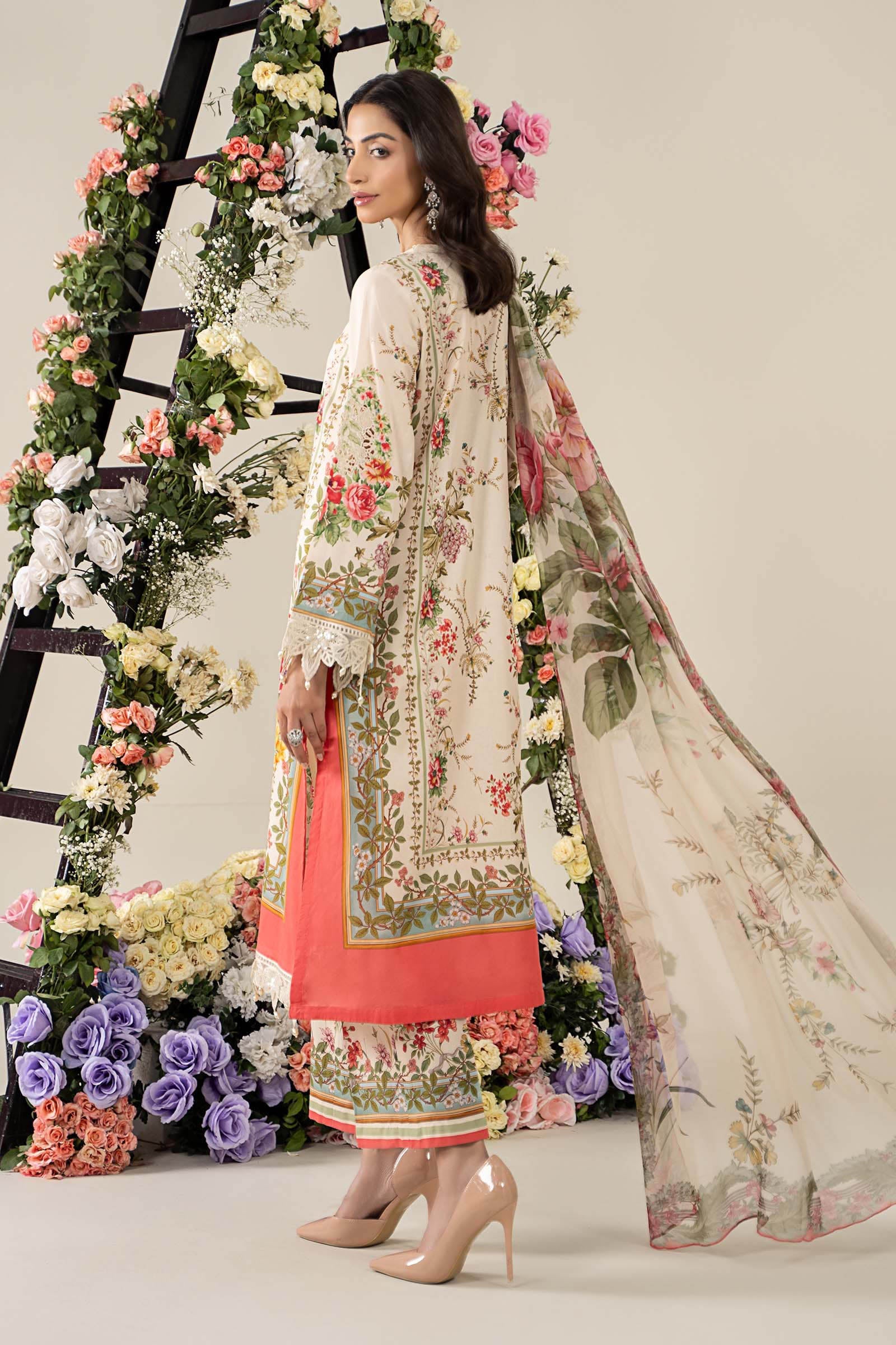 3PCS embroidered lawn unstitched suit from ManshaLawn | premium lawn in Pakistan, lawn suits available in Peshawar’s best fabric online store