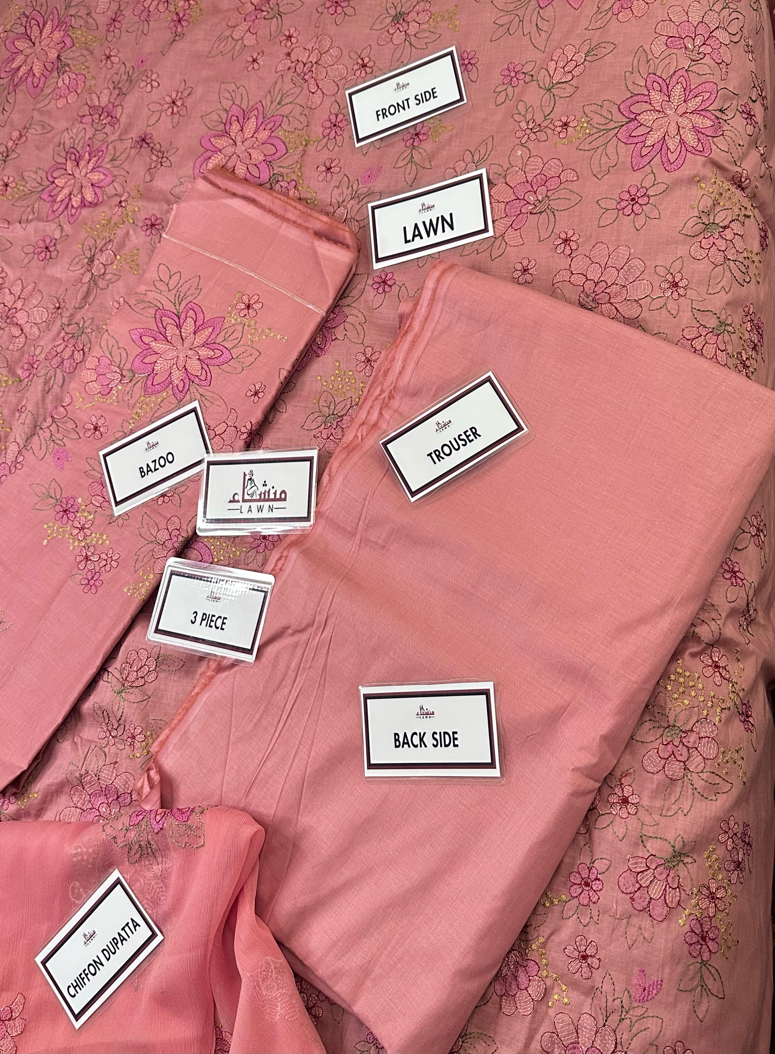 3PCS embroidered lawn unstitched suit MRFO1-625LLW78-ML from ManshaLawn | premium lawn in Pakistan, lawn suits from Peshawar’s best fabric online store