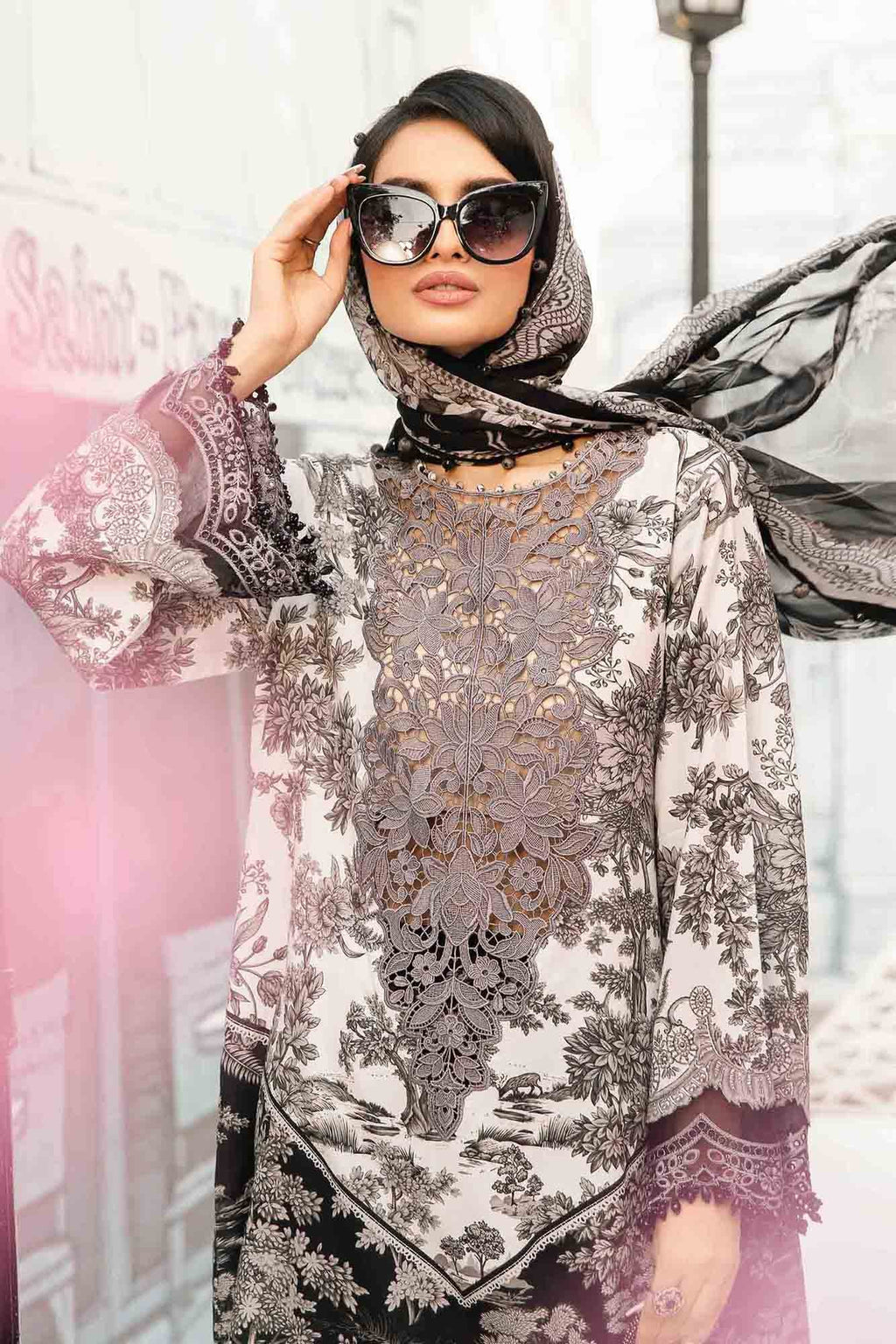 Premium 3PCS printed lawn unstitched suit from ManshaLawn | lawn in Pakistan, lawn suits available in Peshawar’s best fabric online store