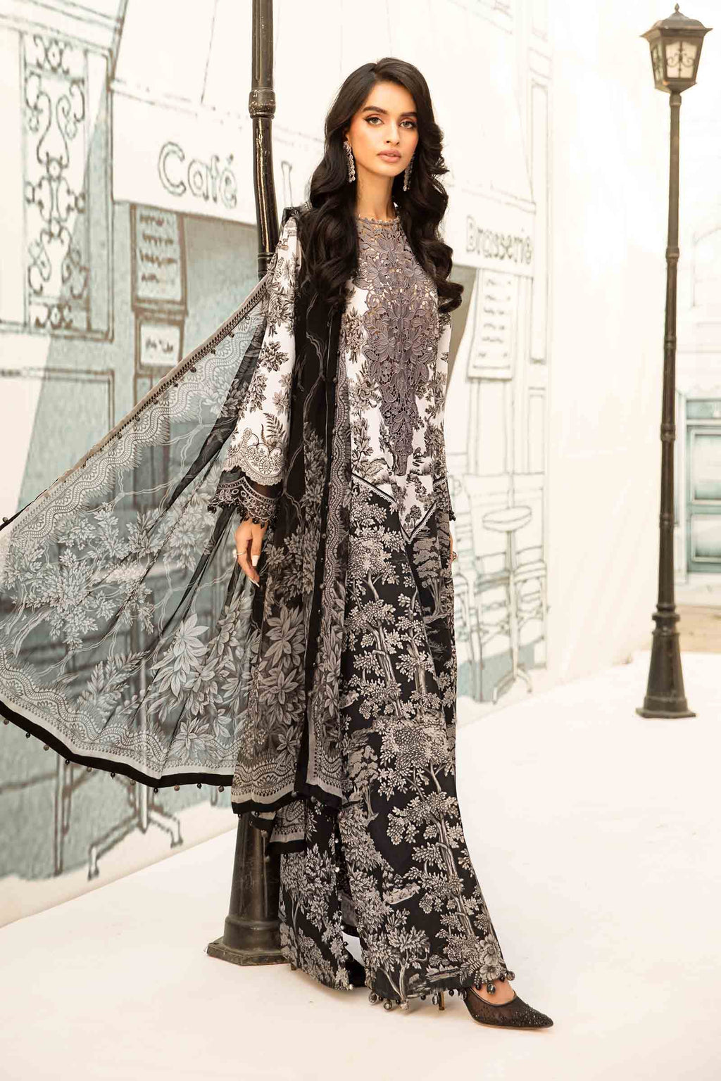 Premium 3PCS printed lawn unstitched suit from ManshaLawn | lawn in Pakistan, lawn suits available in Peshawar’s best fabric online store