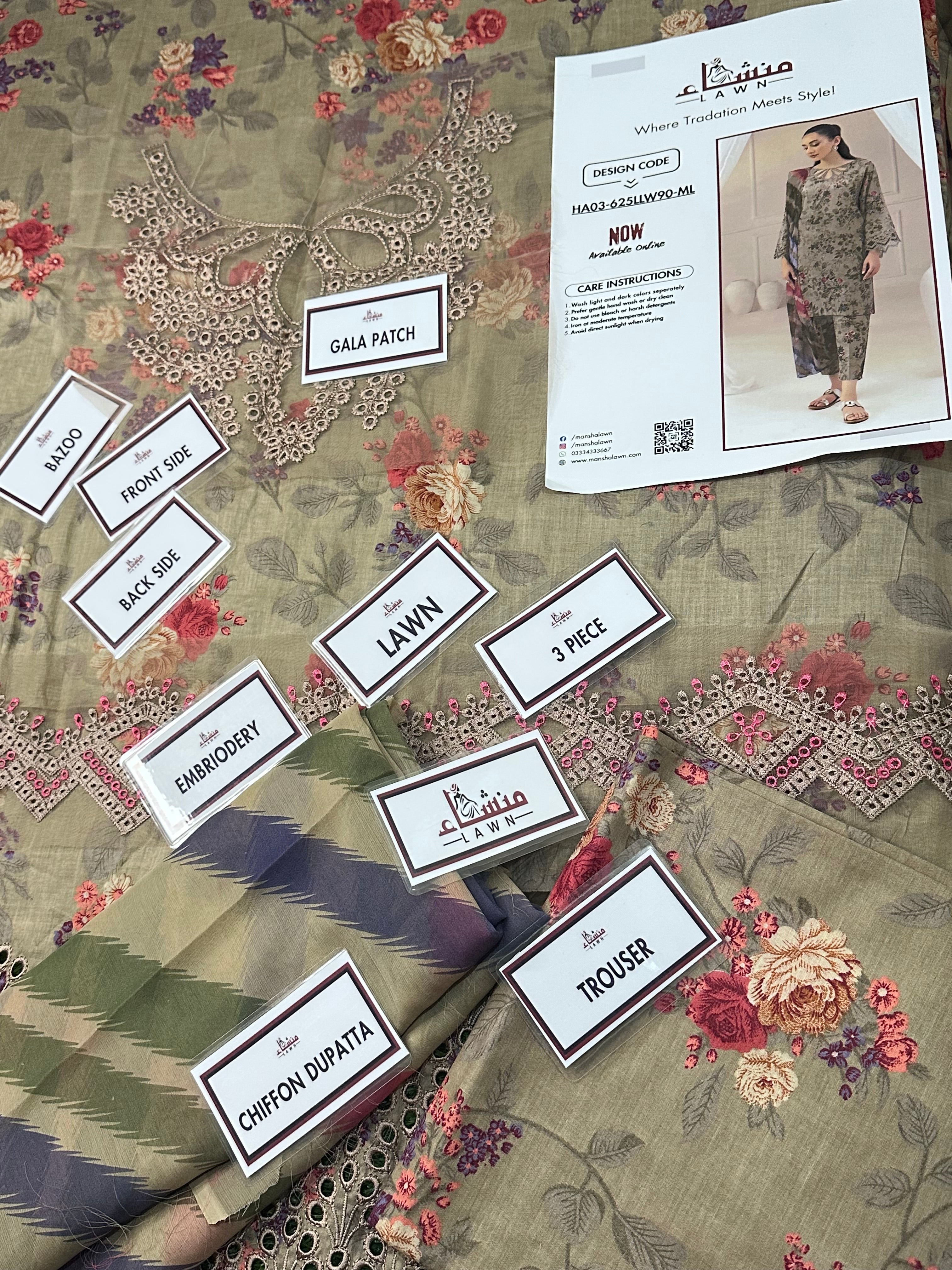Premium 3PCS printed lawn unstitched suit from ManshaLawn | lawn in Pakistan, lawn suits in Peshawar’s best fabric online store