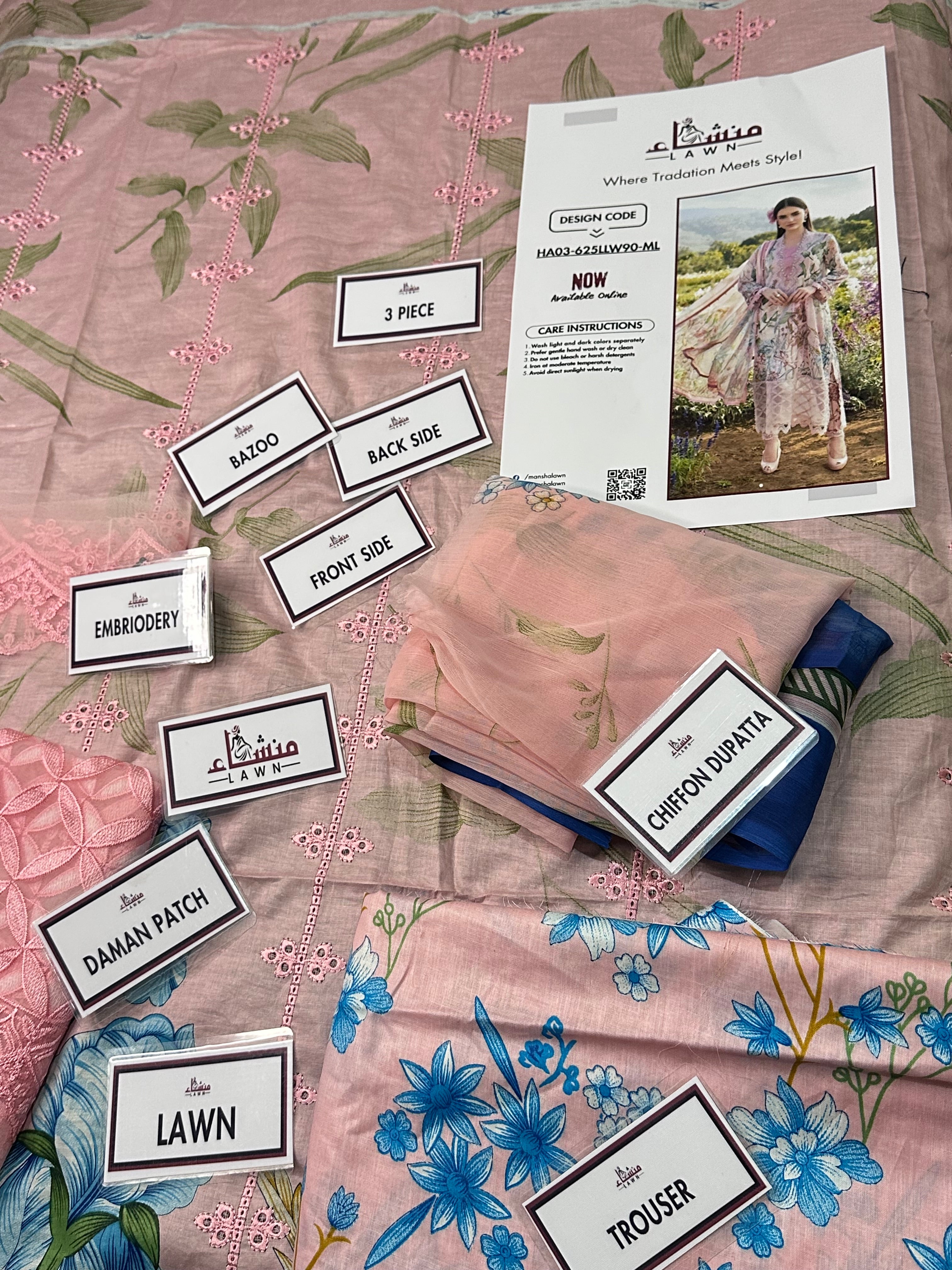 Premium 3PCS printed lawn unstitched suit from ManshaLawn | lawn in Pakistan, lawn suits in Peshawar’s best fabric online store