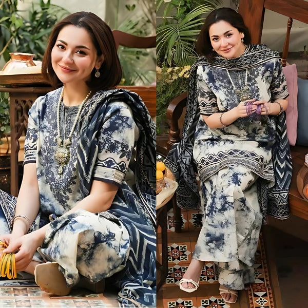 Elegant 3PCS embroidered unstitched suit from ManshaLawn | premium lawn in Pakistan, lawn suits available in Peshawar’s best fabric online store