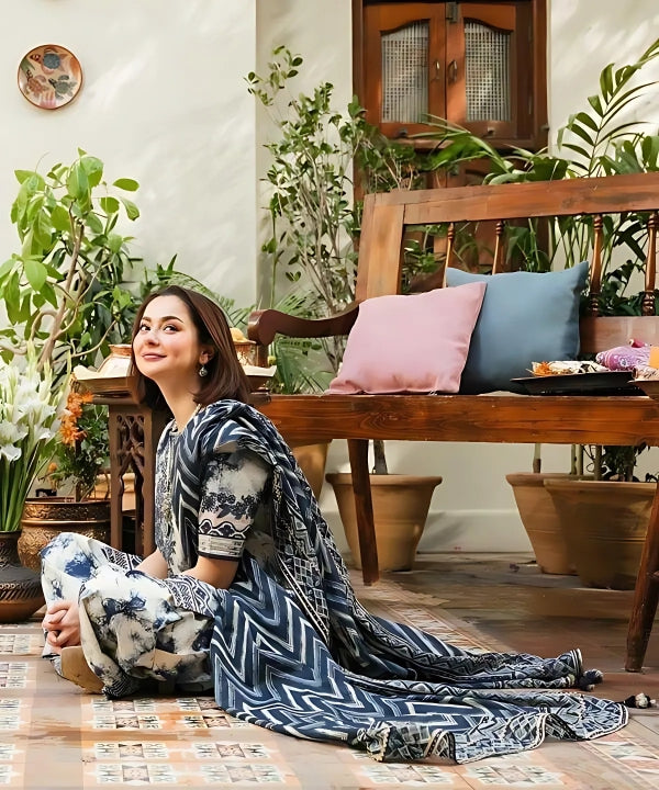 Elegant 3PCS embroidered unstitched suit from ManshaLawn | premium lawn in Pakistan, lawn suits available in Peshawar’s best fabric online store