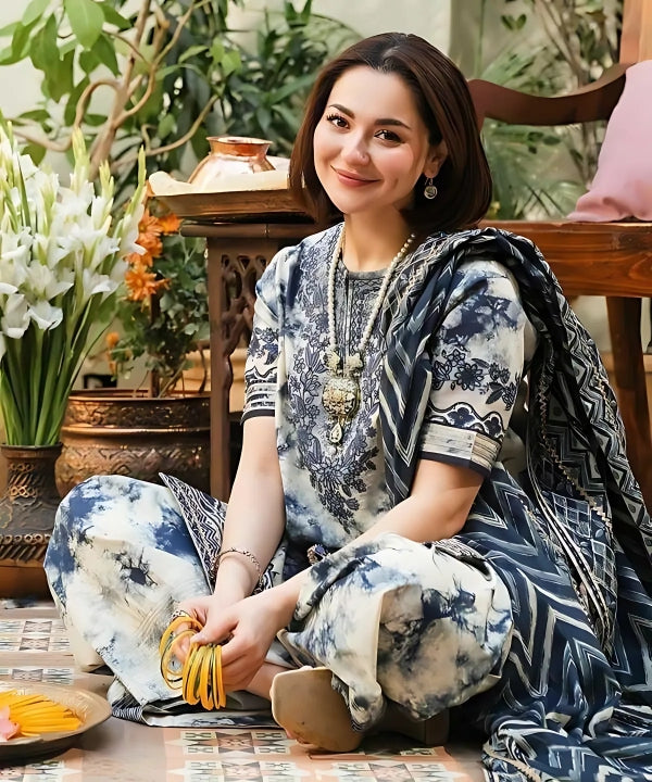 Elegant 3PCS embroidered unstitched suit from ManshaLawn | premium lawn in Pakistan, lawn suits available in Peshawar’s best fabric online store