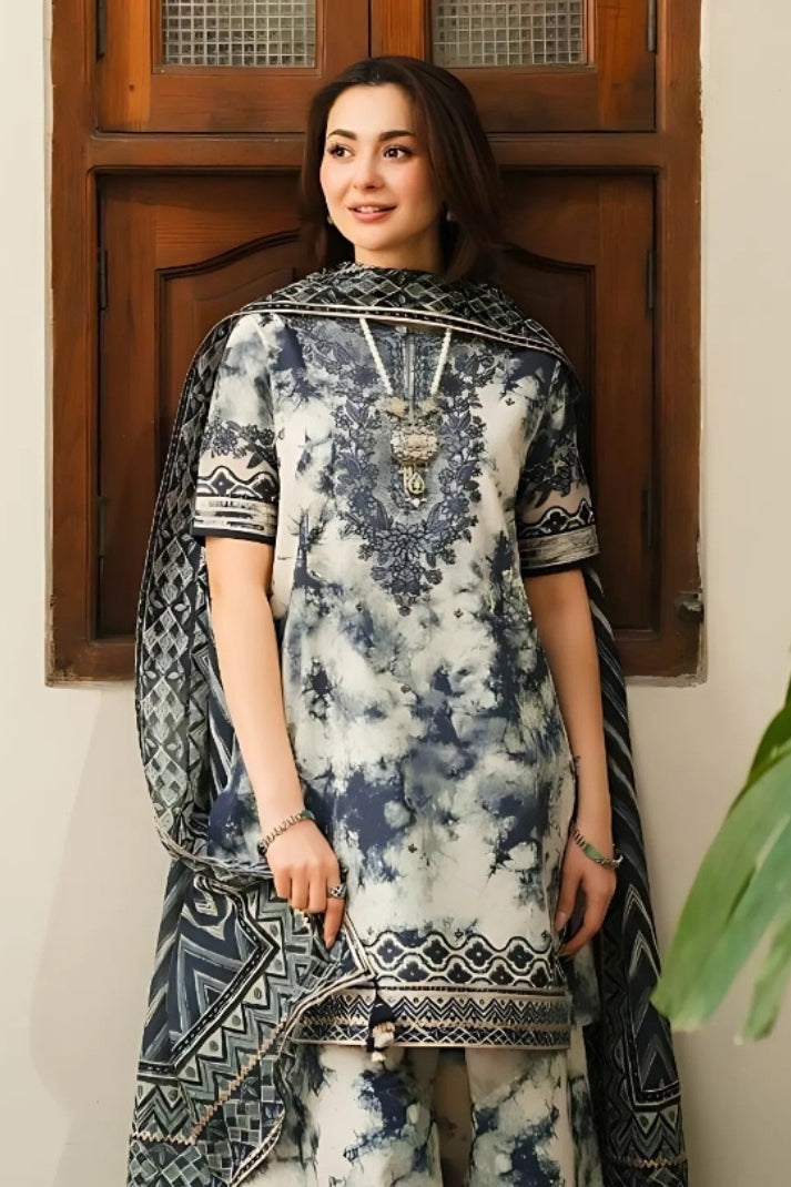 Elegant 3PCS embroidered unstitched suit from ManshaLawn | premium lawn in Pakistan, lawn suits available in Peshawar’s best fabric online store