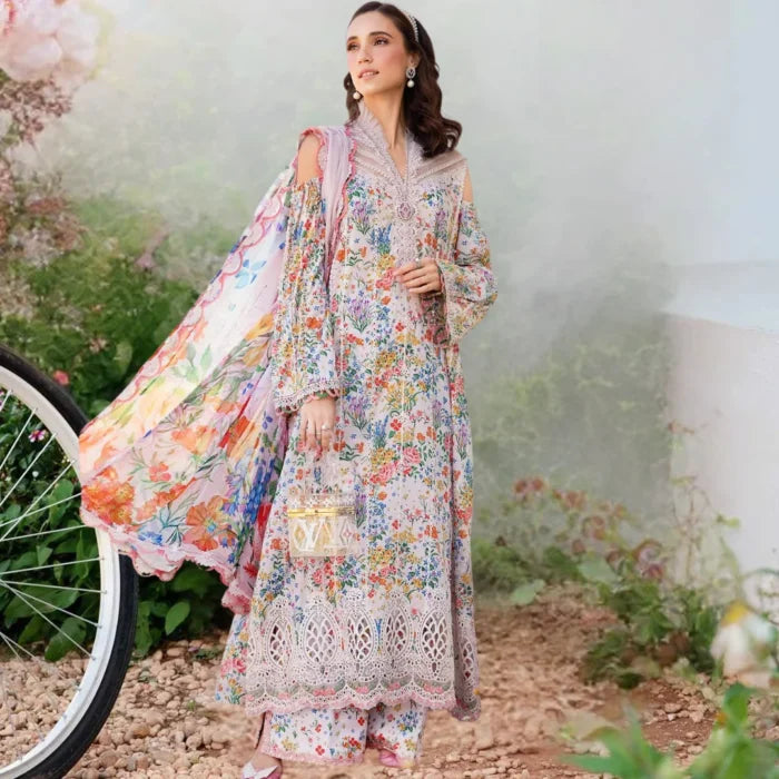3PCS digital printed lawn unstitched suit HAO3-625LLW190-ML from ManshaLawn | premium lawn in Pakistan, lawn suits from Peshawar’s best fabric online store.