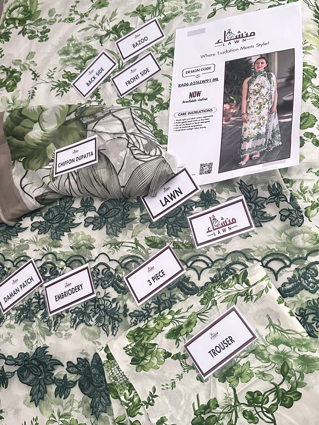 Stylish 3PCS printed lawn unstitched suit from ManshaLawn | premium quality lawn in Pakistan, lawn suits available at Peshawar’s top online fabric store