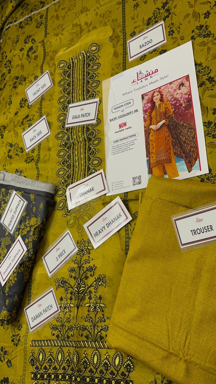 3 Piece Embroidered Dhanak Unstitched Suit –  Fancy Collection Luxury Winter Wear RA39-1025LLW91-ML