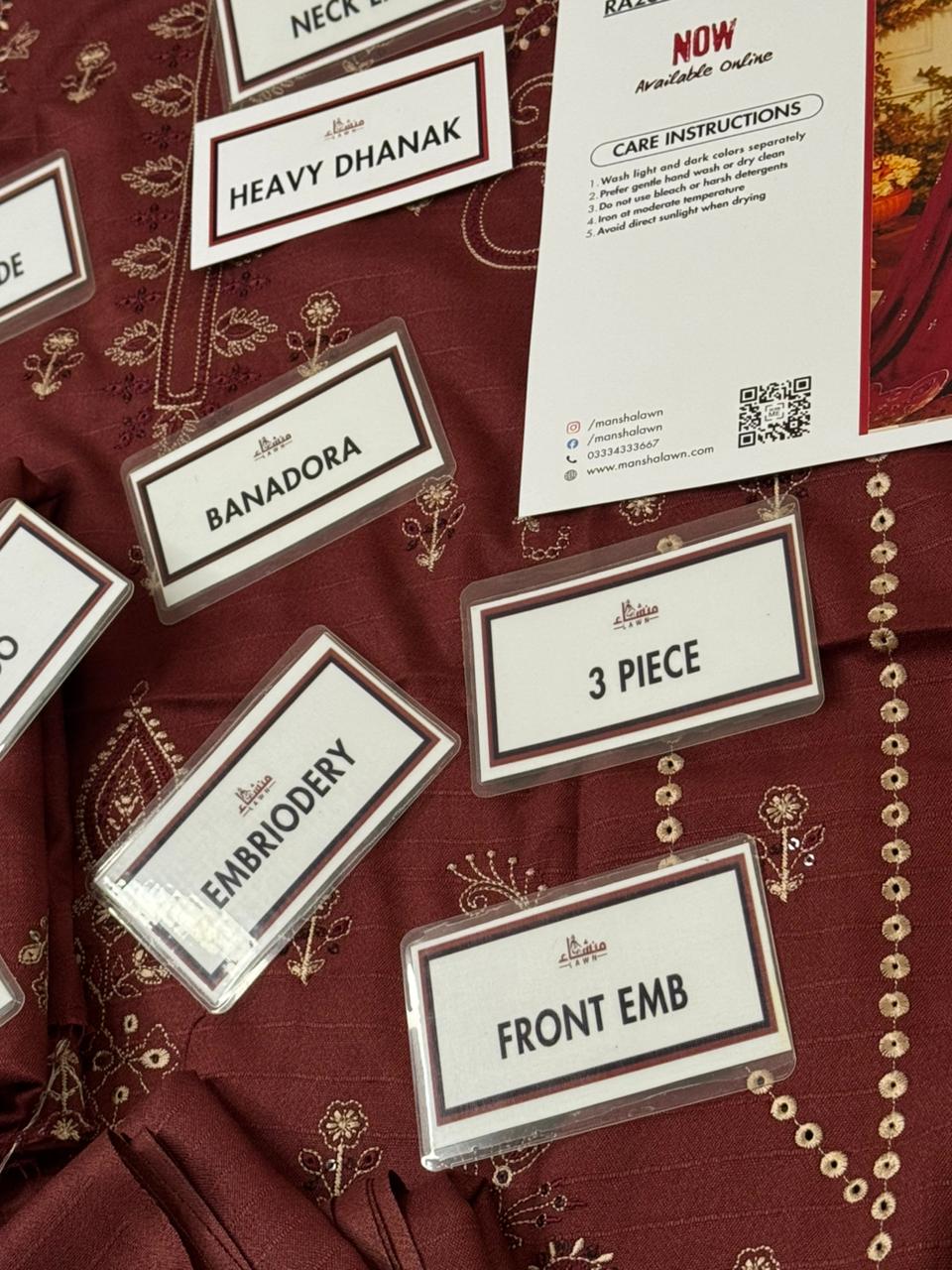 3 Piece Embroidered Bana Dora Dhanak Unstitched Suit – Luxury Winter Wear RA23-1025LLW91-ML