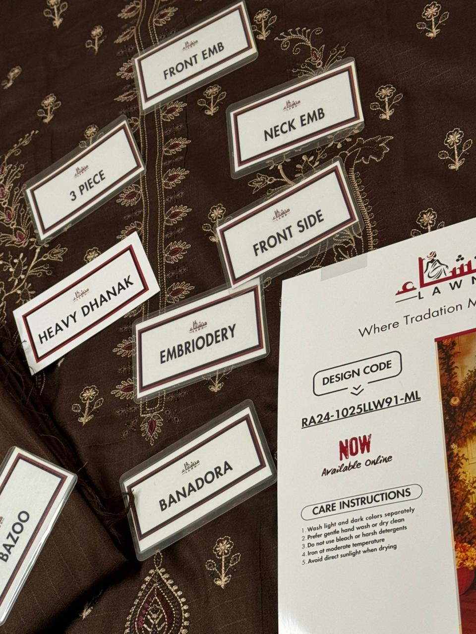 3 Piece Embroidered Bana Dora Dhanak Unstitched Suit – Luxury Winter Wear RA24-1025LLW91-ML