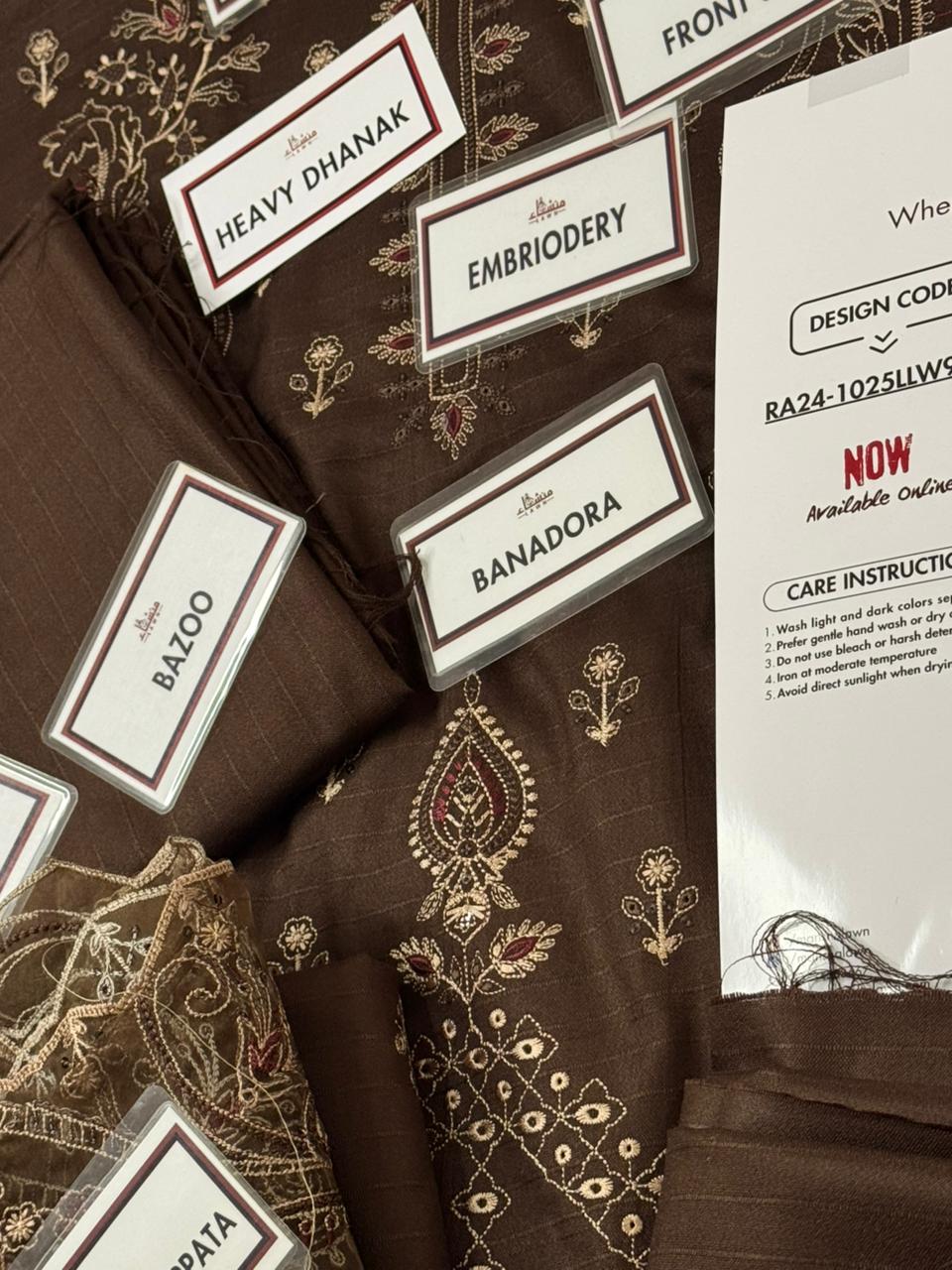 3 Piece Embroidered Bana Dora Dhanak Unstitched Suit – Luxury Winter Wear RA24-1025LLW91-ML