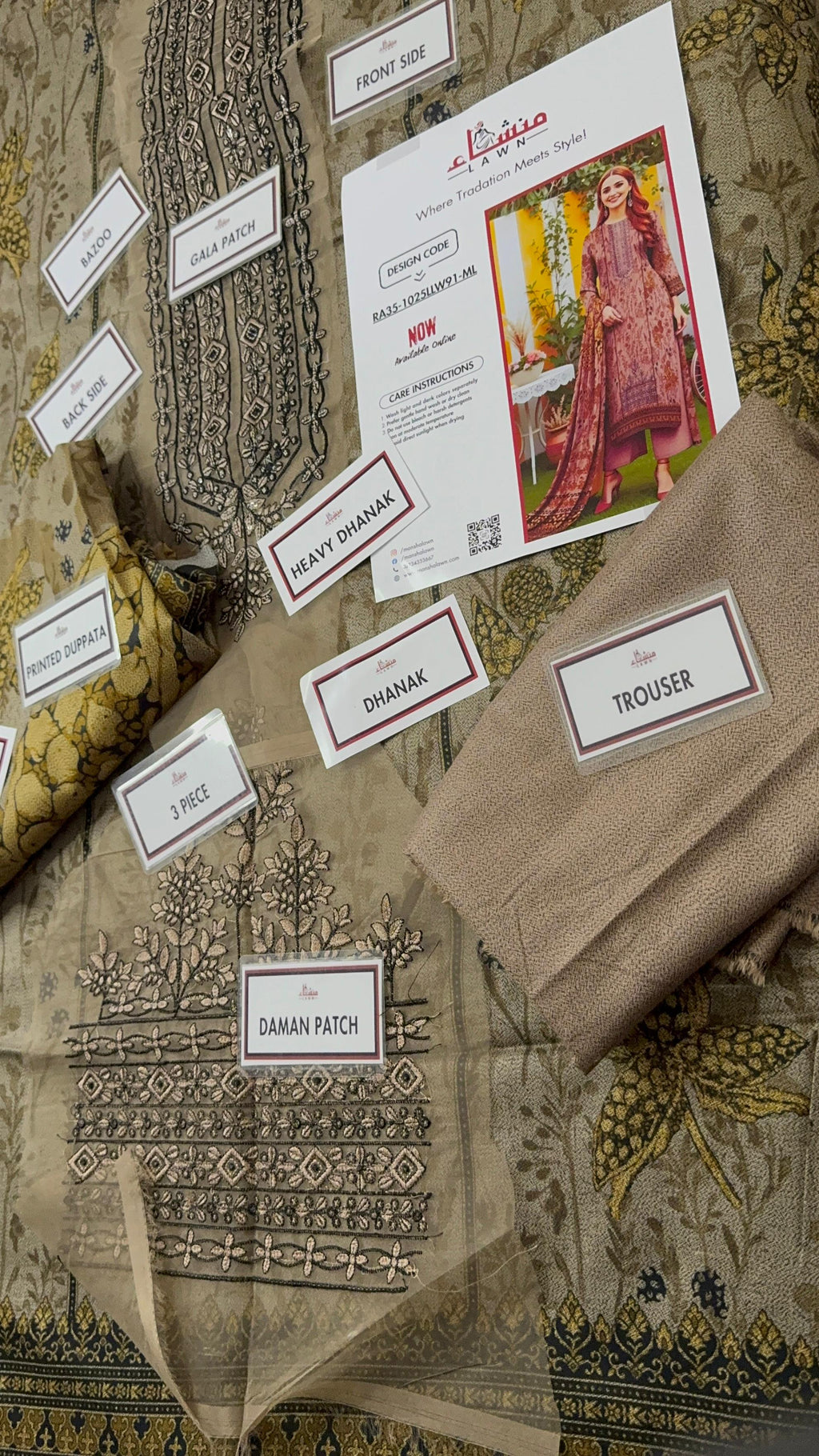 3 Piece Embroidered Dhanak Unstitched Suit –  Fancy Collection Luxury Winter Wear RA35-1025LLW91-ML