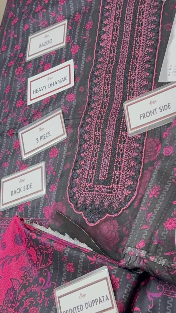 3 Piece Embroidered Dhanak Unstitched Suit –  Fancy Collection Luxury Winter Wear RA37-1025LLW91-ML