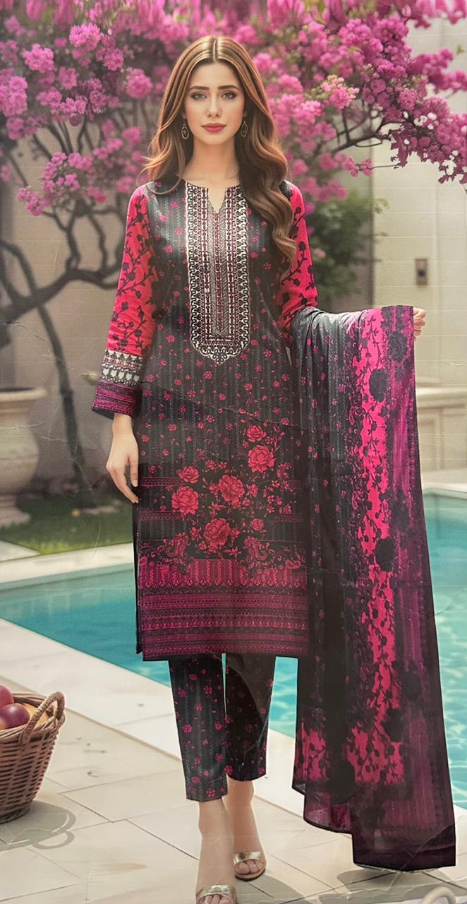 3 Piece Embroidered Dhanak Unstitched Suit –  Fancy Collection Luxury Winter Wear RA37-1025LLW91-ML