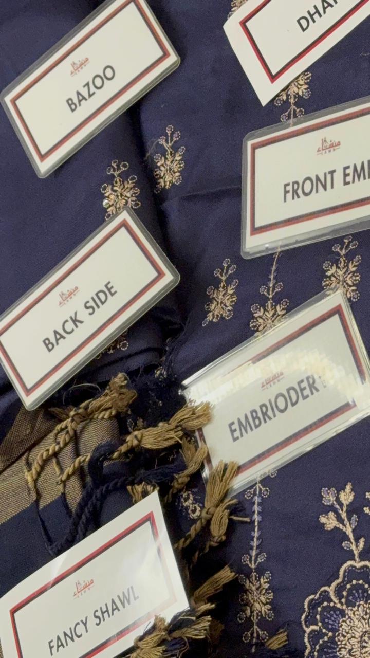 3 Piece Embroidered Dhanak Unstitched Suit –  Fancy Collection Luxury Winter Wear RA26-1025LLW91-ML