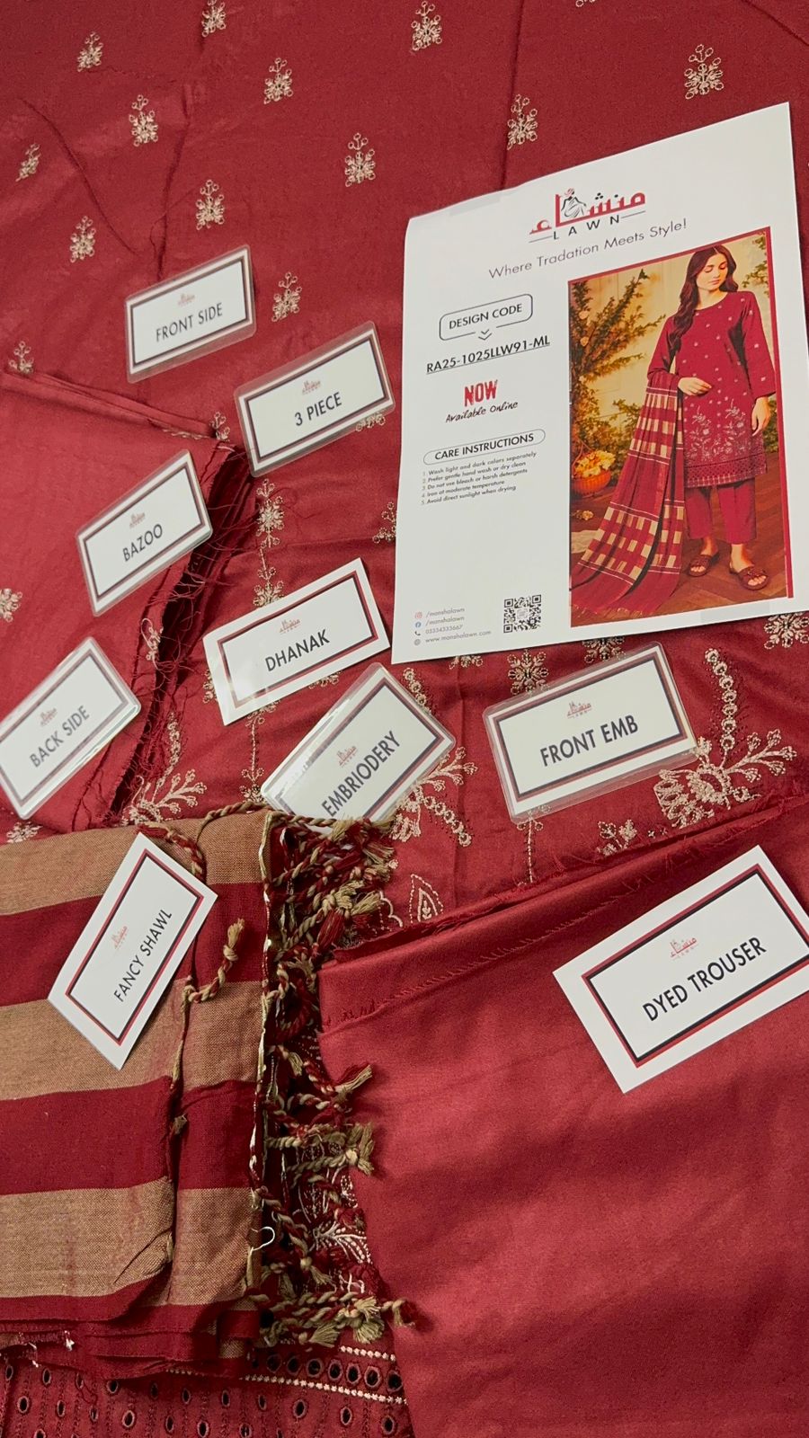 3 Piece Embroidered Dhanak Unstitched Suit –  Fancy Collection Luxury Winter Wear RA25-1025LLW91-ML