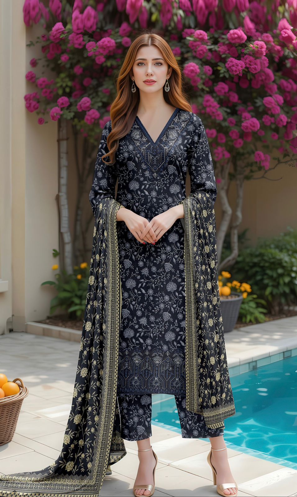 3 Piece Embroidered Dhanak Unstitched Suit –  Fancy Collection Luxury Winter Wear RA38-1025LLW91-ML