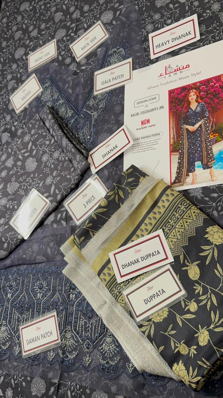 3 Piece Embroidered Dhanak Unstitched Suit –  Fancy Collection Luxury Winter Wear RA38-1025LLW91-ML