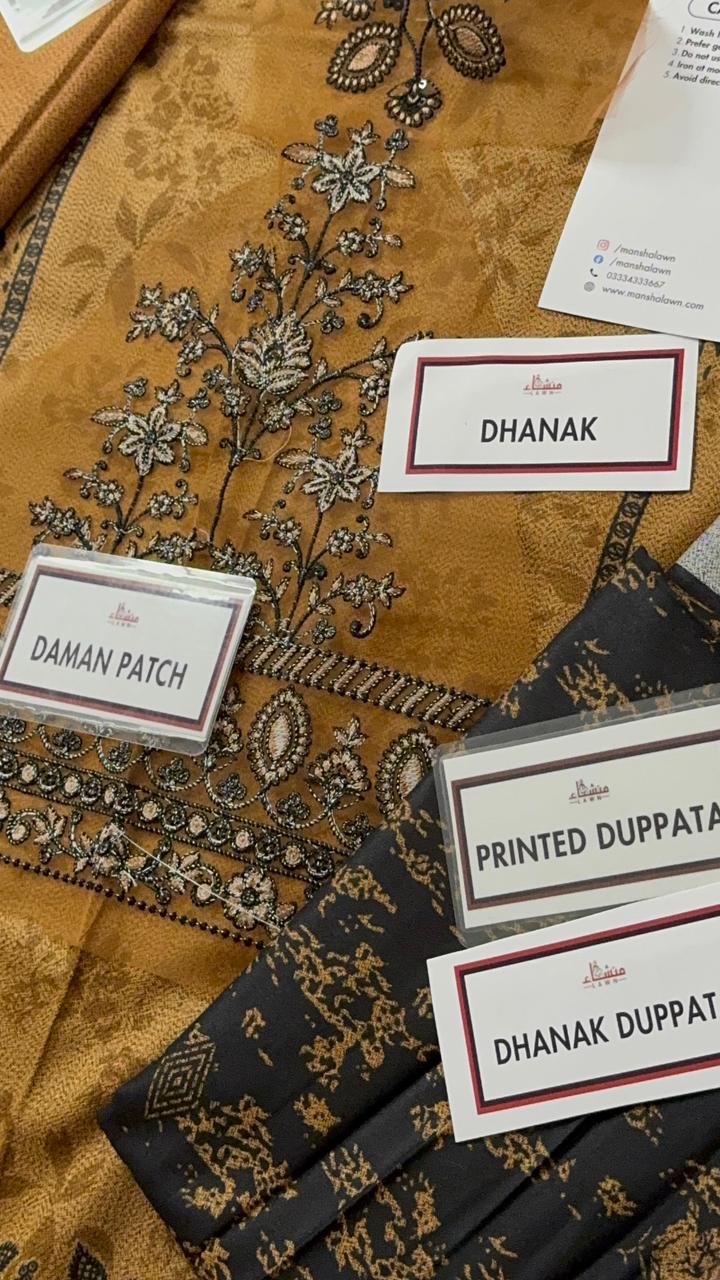 3 Piece Embroidered Dhanak Unstitched Suit –  Fancy Collection Luxury Winter Wear RA34-1025LLW91-ML