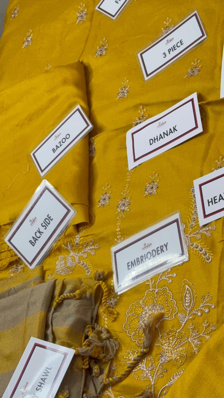 3 Piece Embroidered Dhanak Unstitched Suit –  Fancy Collection Luxury Winter Wear RA27-1025LLW91-ML