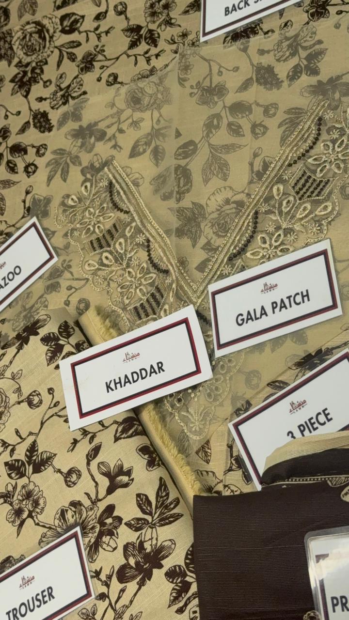 3 Piece Embroidered Khaddar Unstitched Suit –  Fancy Collection Luxury Winter Wear RA29-1025LLW91-ML