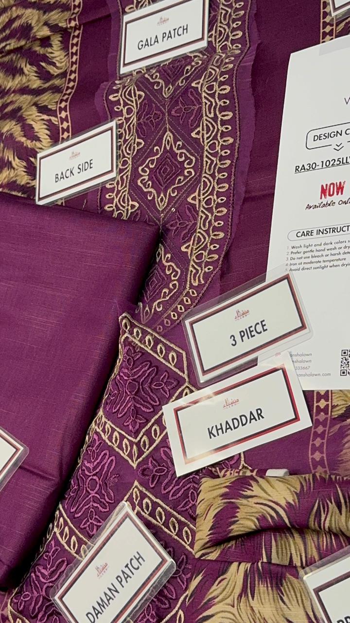 3 Piece Embroidered Khaddar Unstitched Suit –  Fancy Collection Luxury Winter Wear RA30-1025LLW91-ML