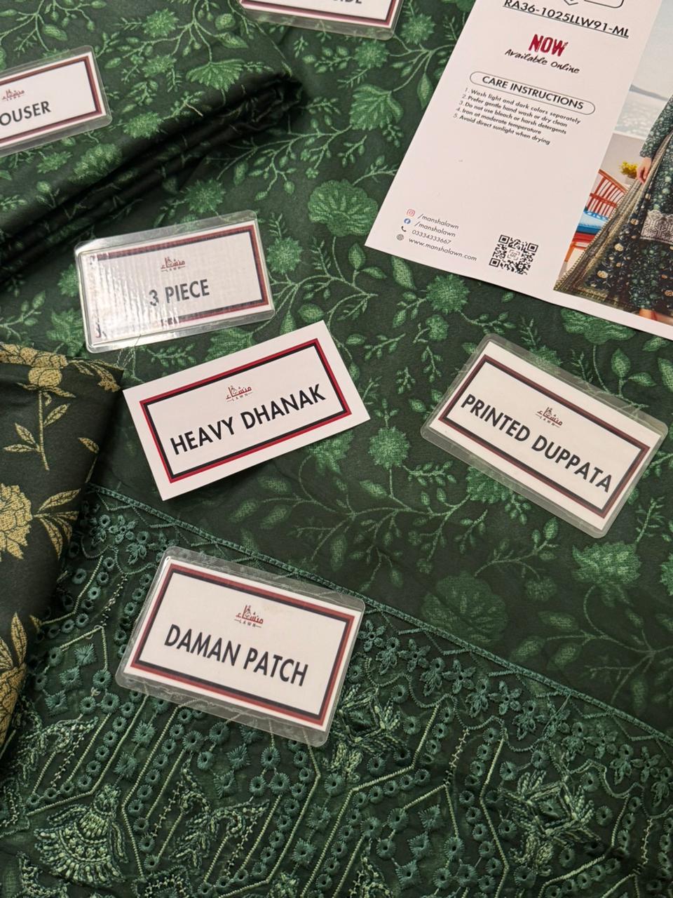 3 Piece Embroidered Dhanak Unstitched Suit –  Fancy Collection Luxury Winter Wear RA36-1025LLW91-ML